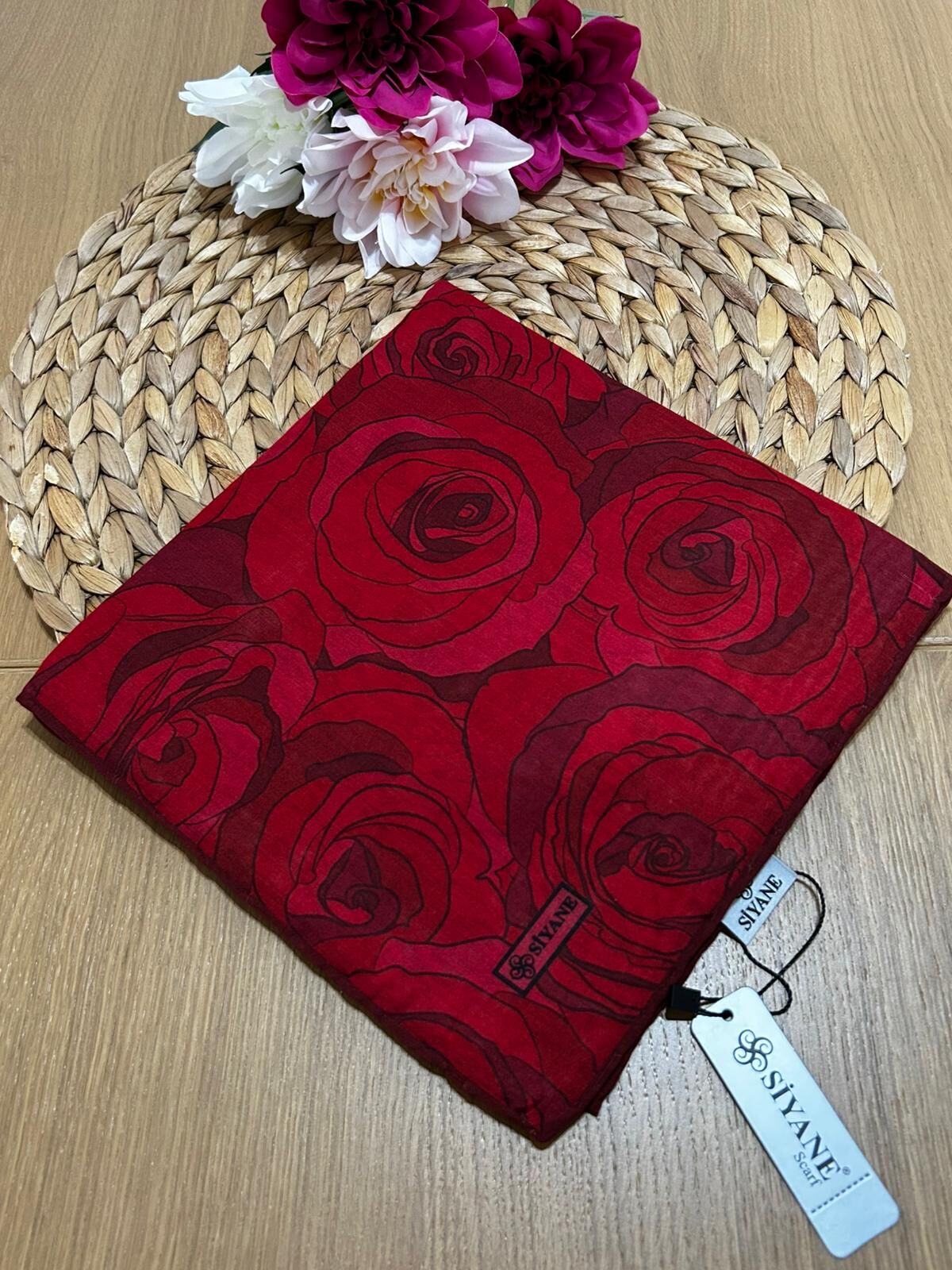 Siyane Scarf Gül Desen Eşarp 02