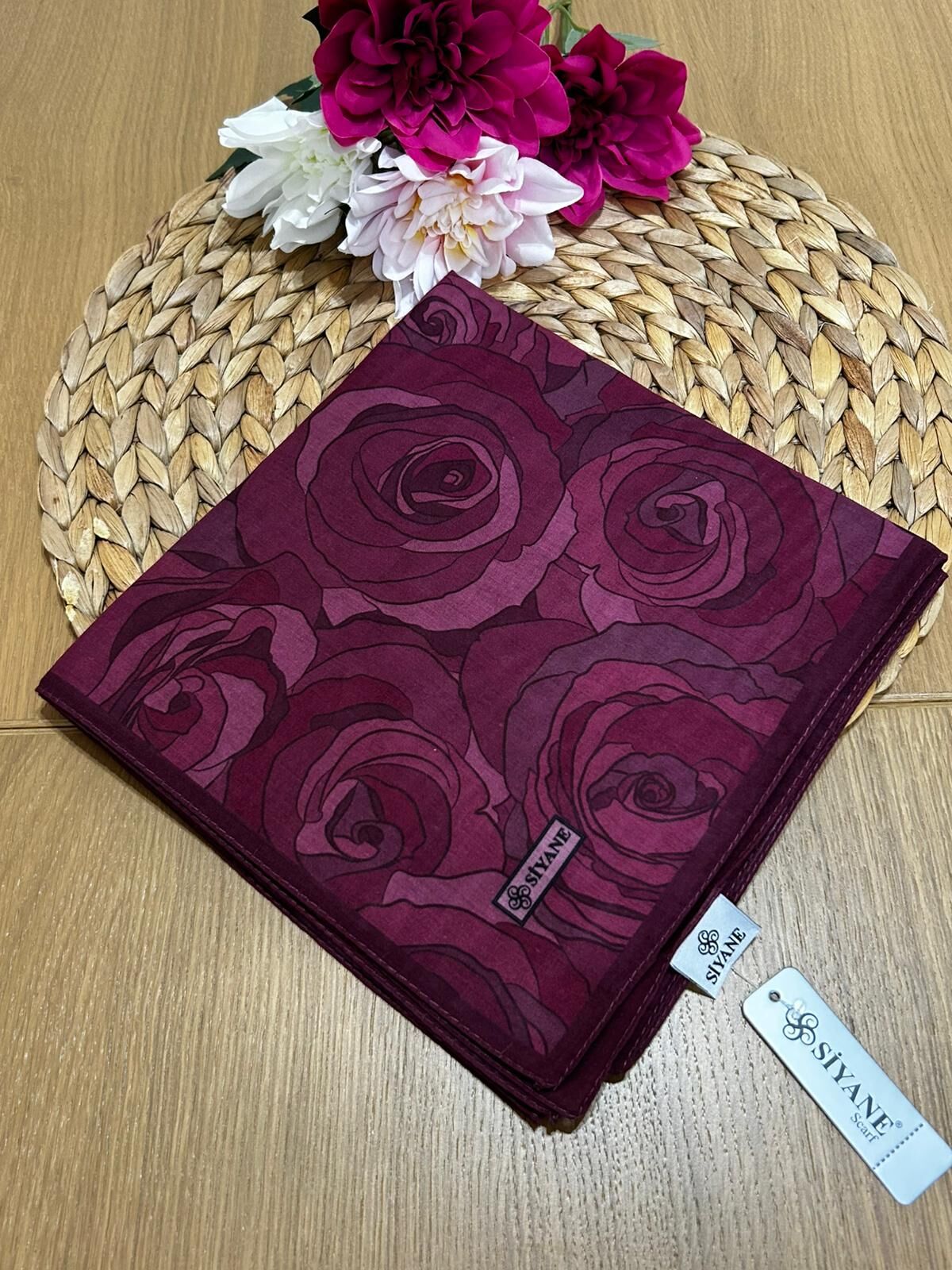 Siyane Scarf Gül Desen Eşarp 03