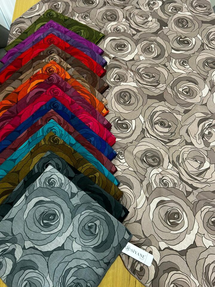 Siyane Scarf Gül Desen Eşarp 03