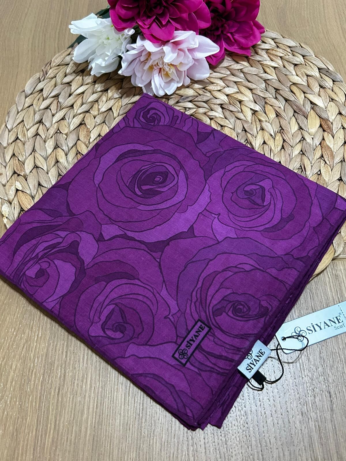 Siyane Scarf Gül Desen Eşarp 04