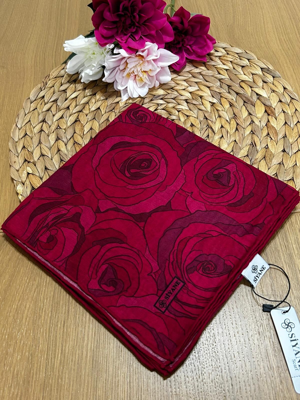Siyane Scarf Gül Desen Eşarp 07