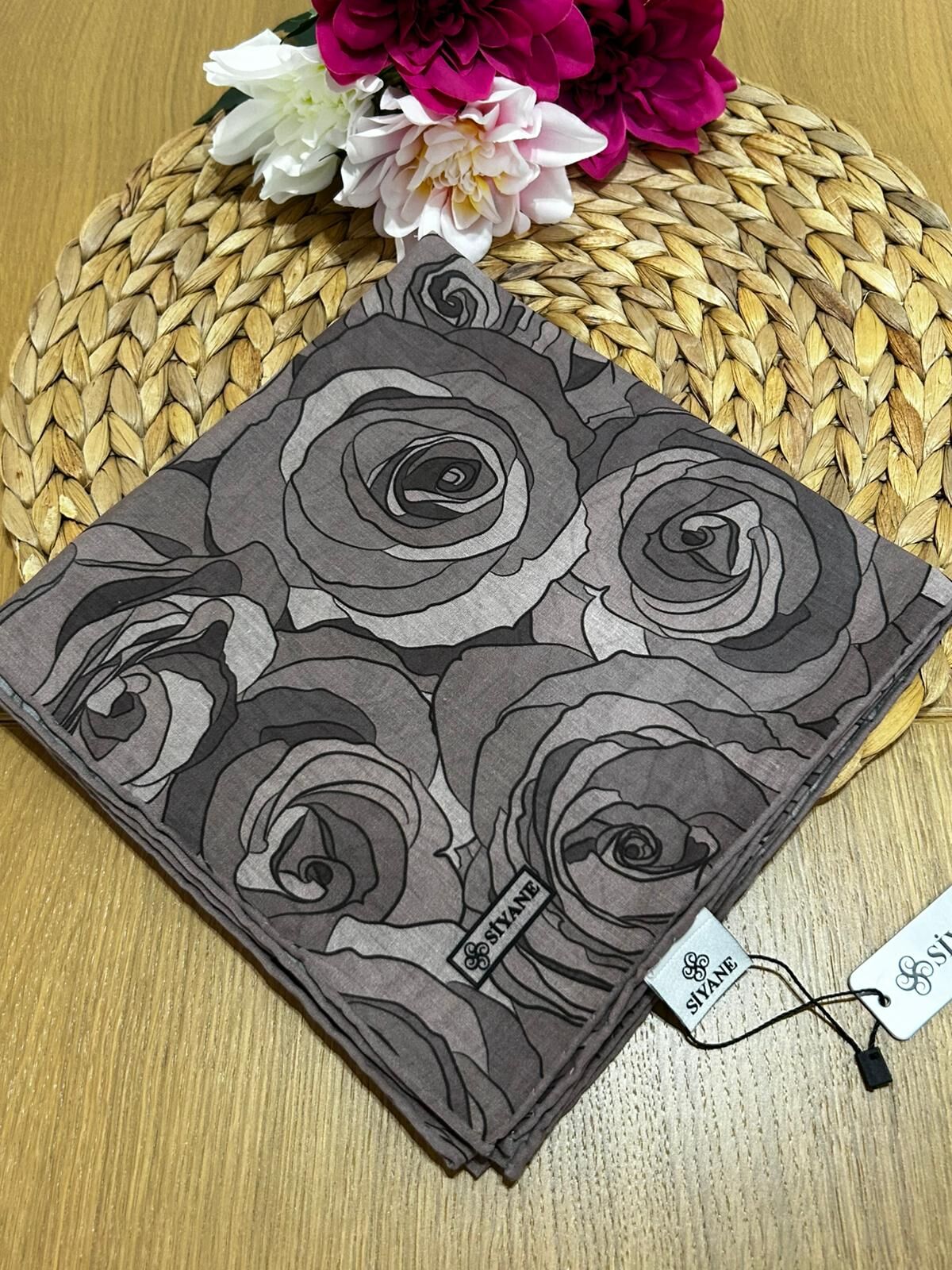 Siyane Scarf Gül Desen Eşarp 08