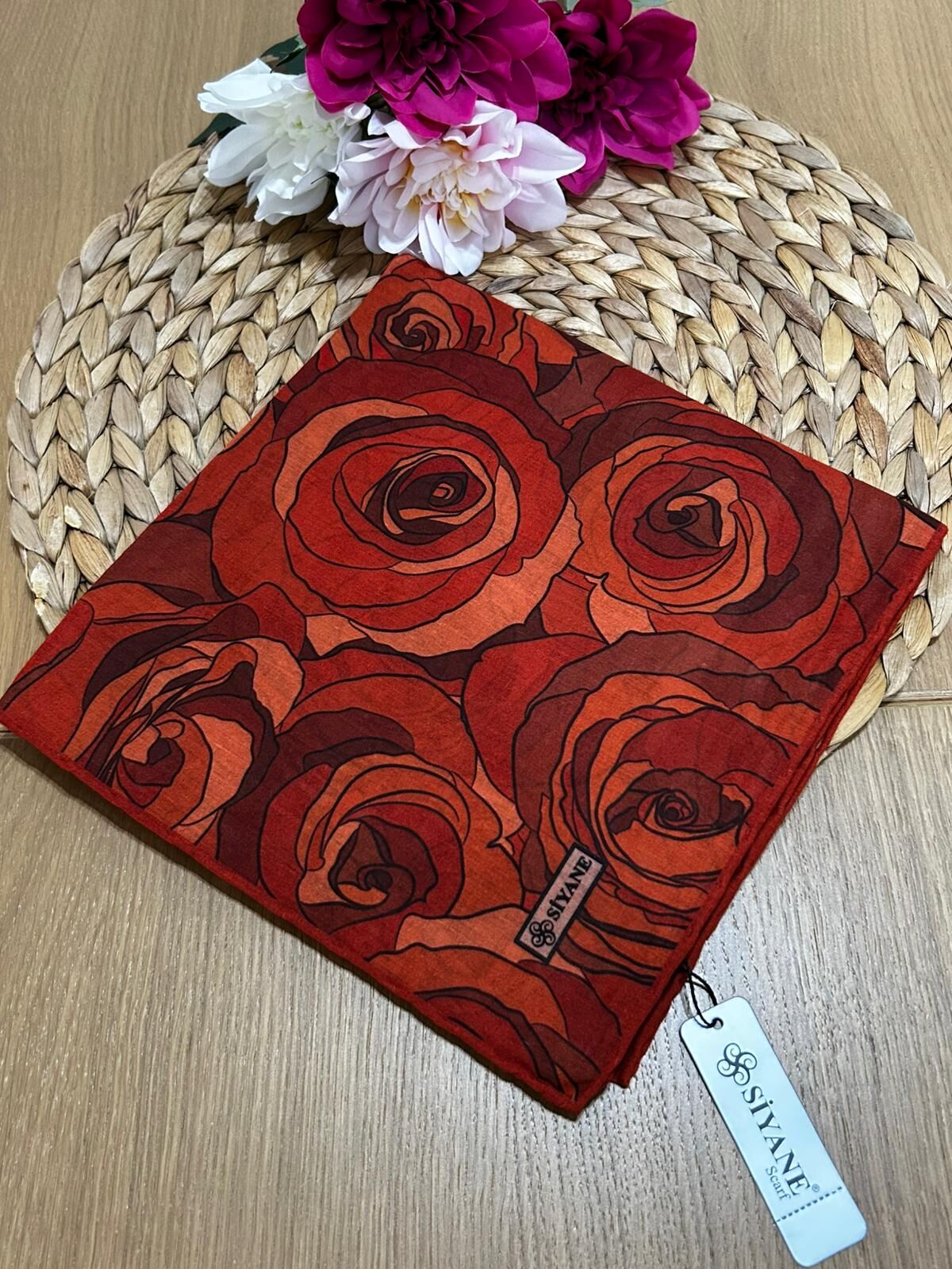 Siyane Scarf Gül Desen Eşarp 10