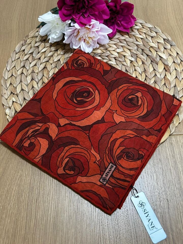 Siyane Scarf Gül Desen Eşarp 10