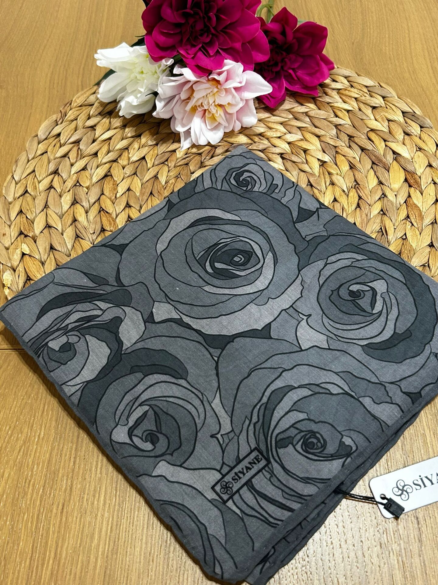 Siyane Scarf Gül Desen Eşarp 15