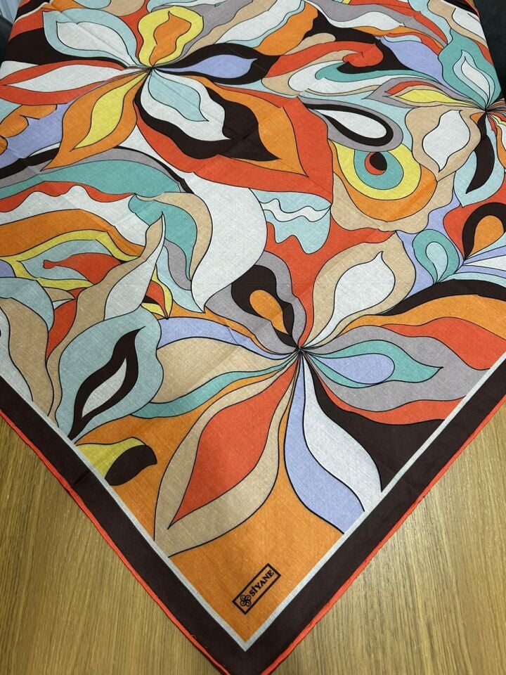 Siyane Scarf Naturel Desen Eşarp 03