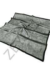 İpek Eşarp - 7208701-374 Koyu Gri Siyah Sura