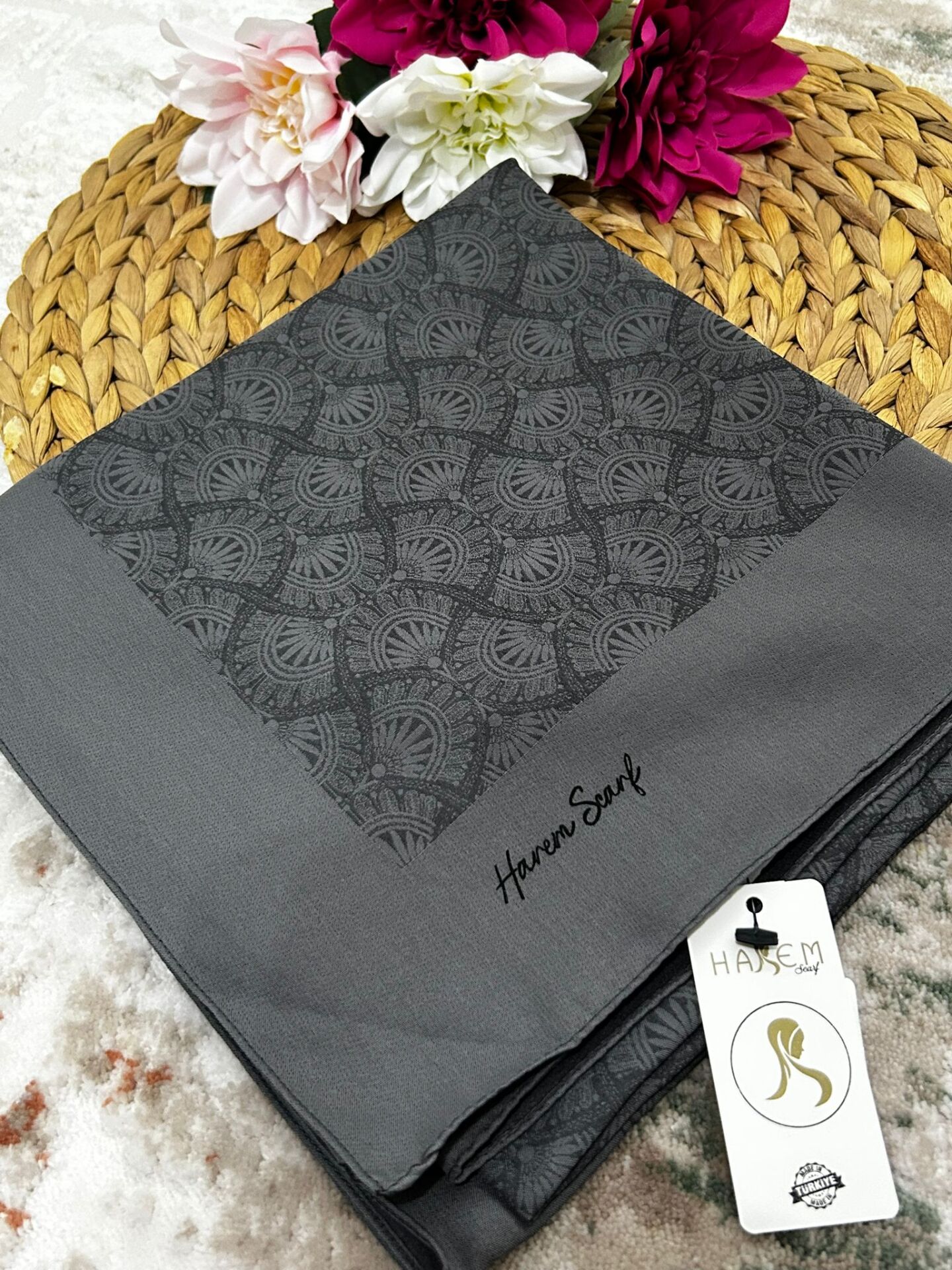 Harem Scarf Gold Sahra Eşarp Antrasit