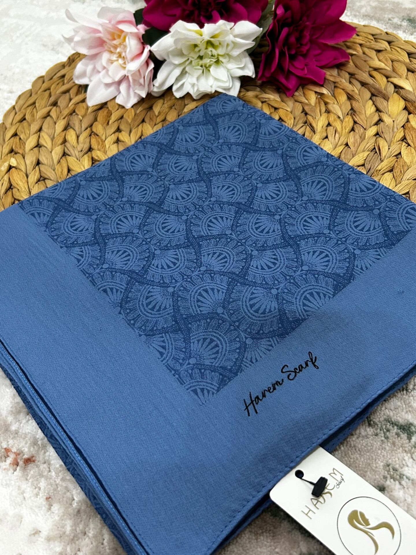 Harem Scarf Gold Sahra Eşarp İndigo