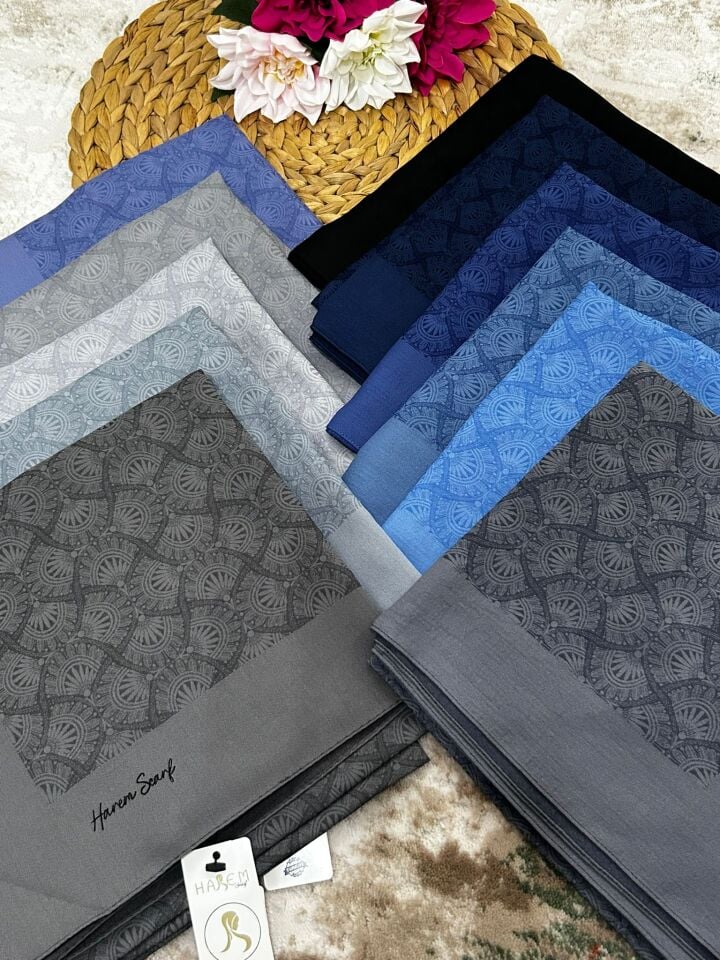 Harem Scarf Gold Sahra Eşarp İndigo