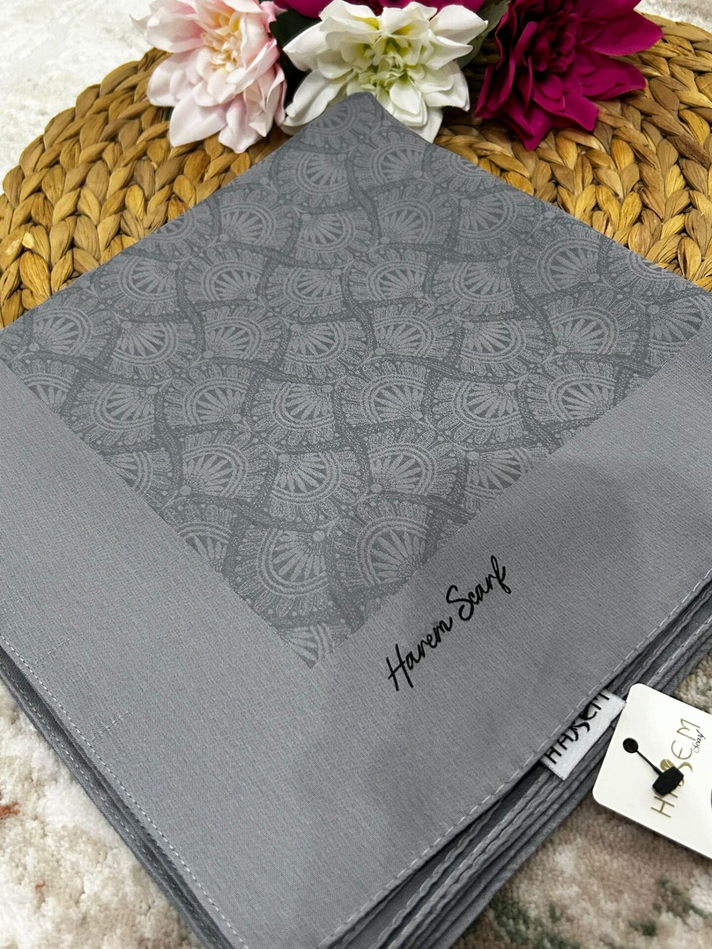 Harem Scarf Gold Sahra Eşarp Gri