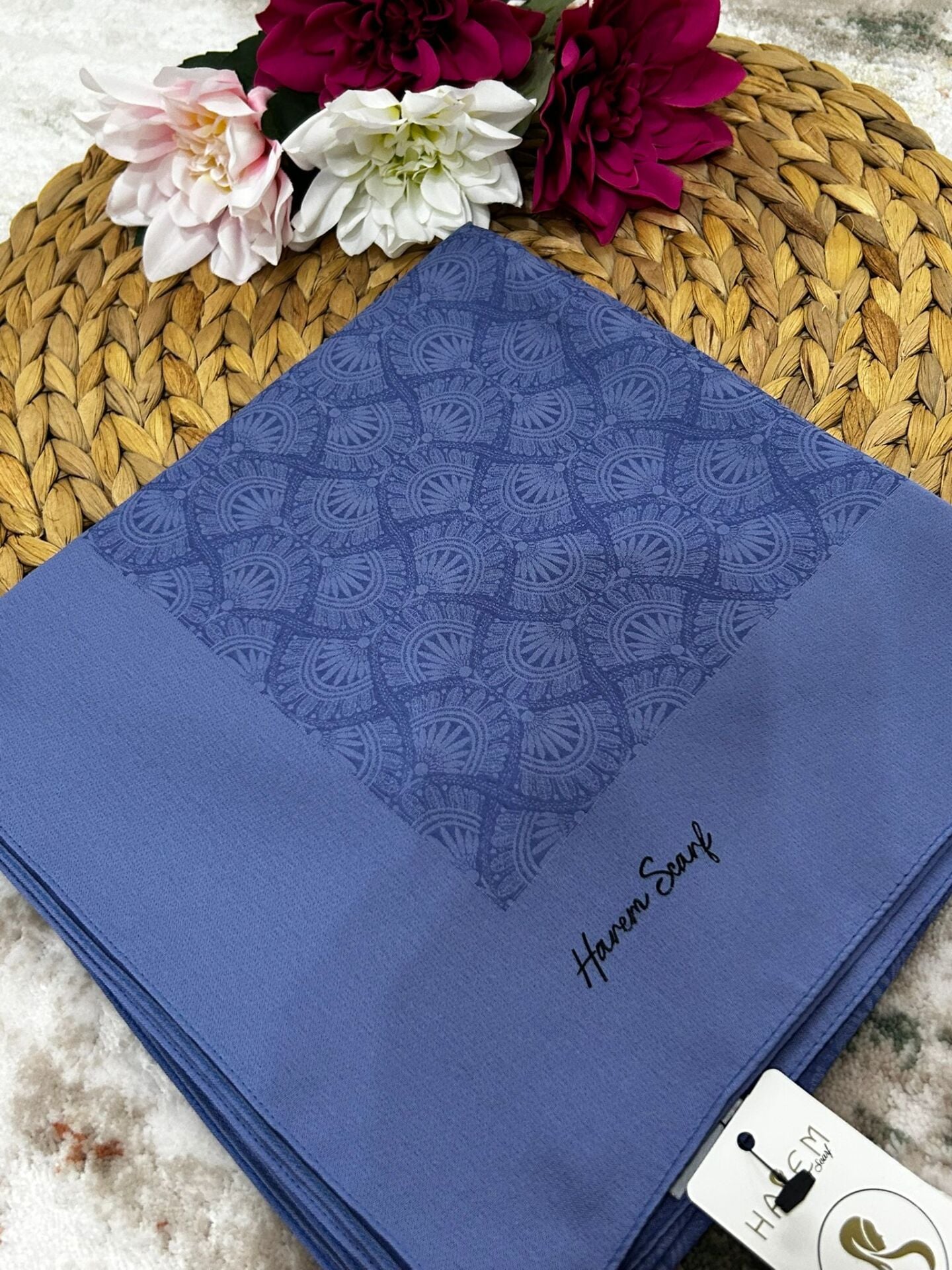 Harem Scarf Gold Sahra Eşarp Koyu İndigo