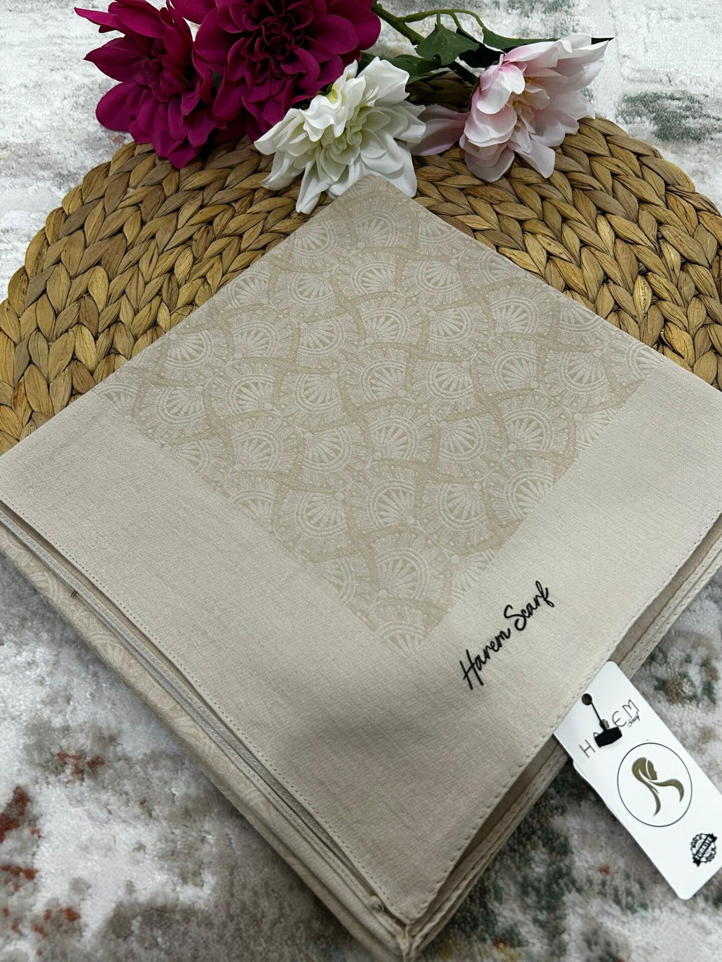 Harem Scarf Gold Sahra Eşarp Koyu Bej