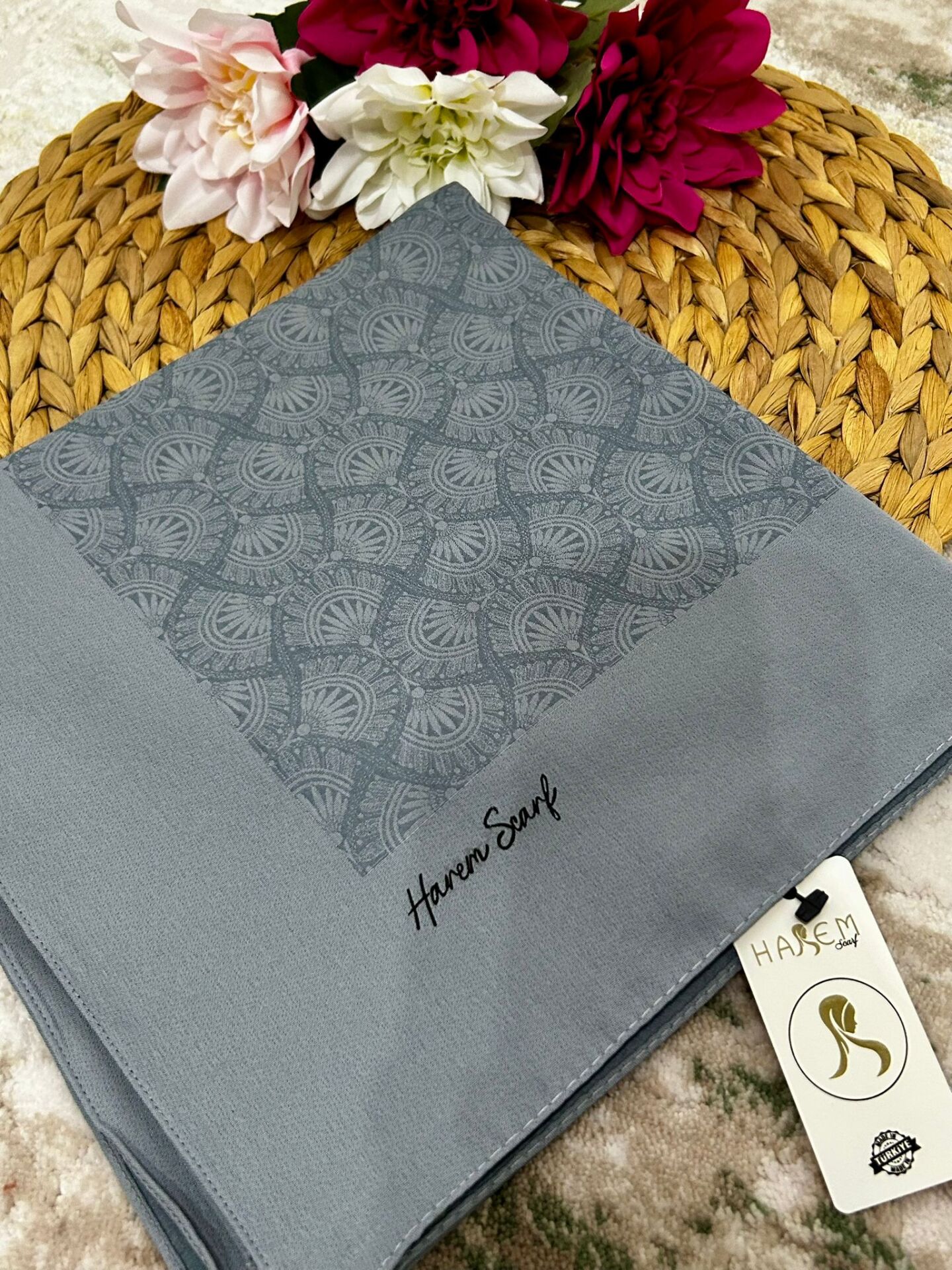 Harem Scarf Gold Sahra Eşarp Koyu Gri